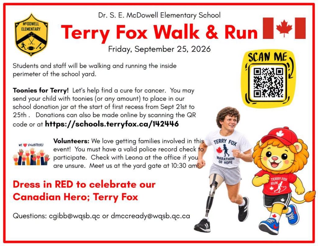 Marche et course Terry Fox – École élémentaire Dr. S. E. McDowell
